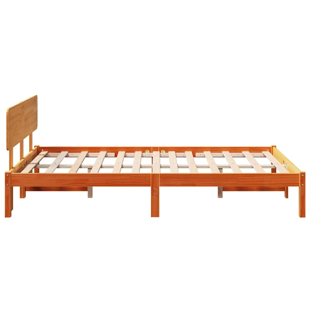 Sengestamme med hodegjerde Vokset Brun 140 x 190 cm Massiv furu