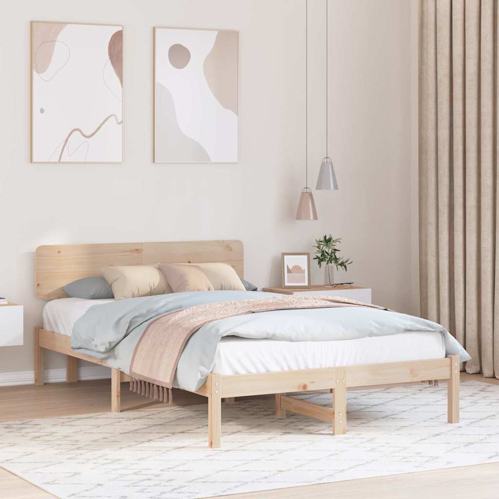 Sengestamme med hodegjerde Naturlig 120 x 190 cm Massiv furu