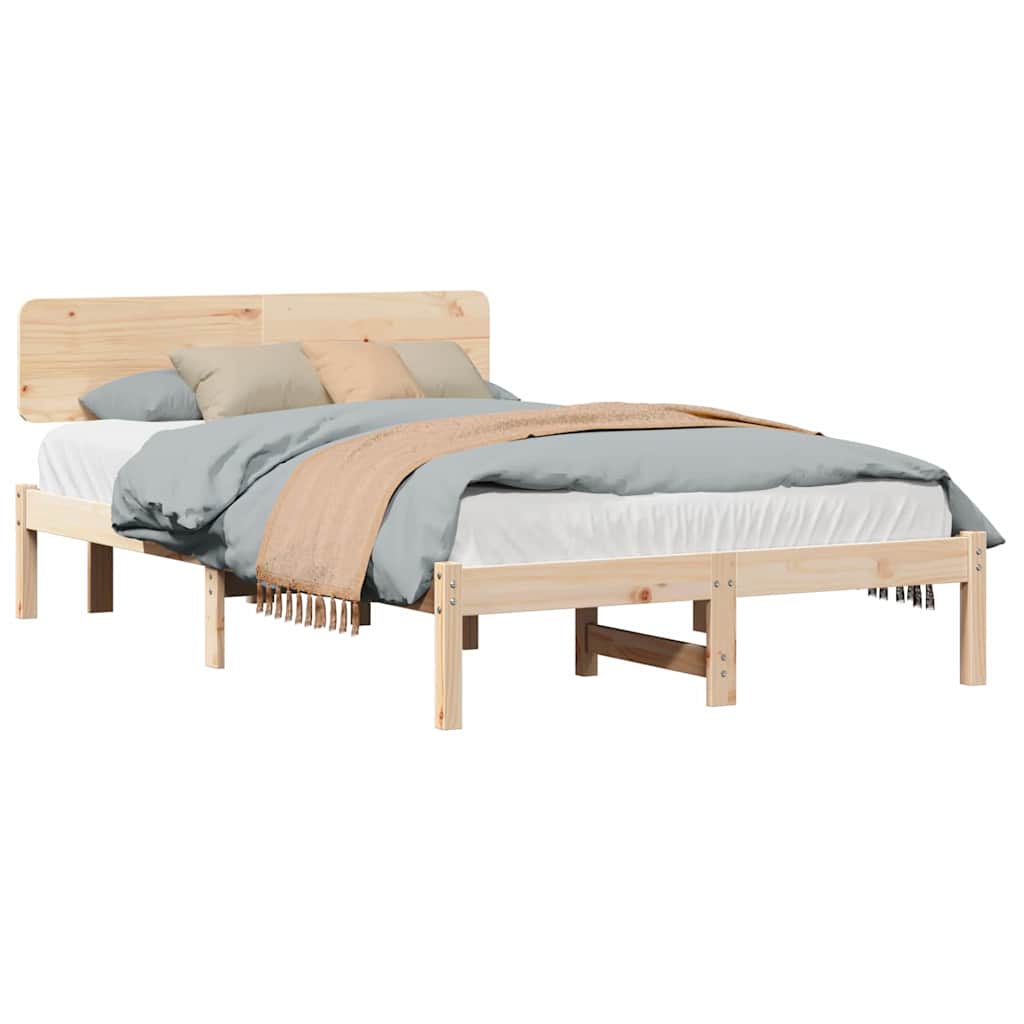 Sengestamme med hodegjerde Naturlig 120 x 190 cm Massiv furu