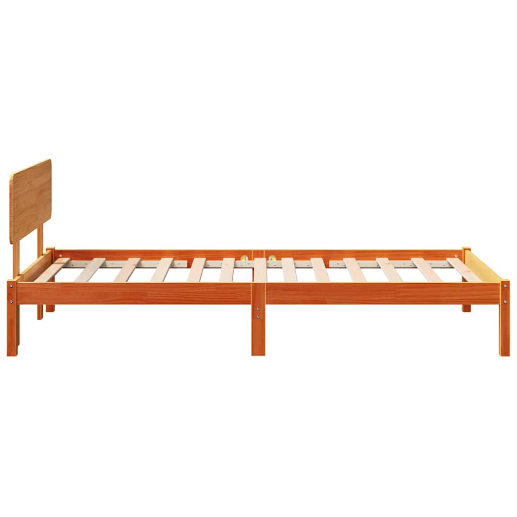 Sengestamme med hodegjerde Vokset Brun 100 x 200 cm Massiv furu