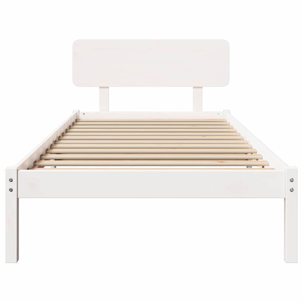 Sengestamme med hodegjerde Hvit 90 x 200 cm Heltre furu