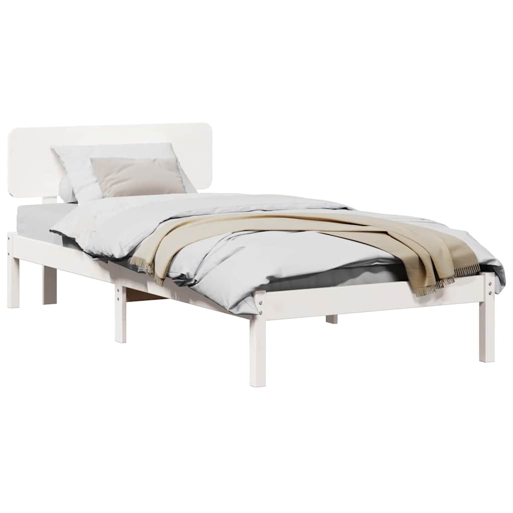 Sengestamme med hodegjerde Hvit 90 x 200 cm Massiv furu