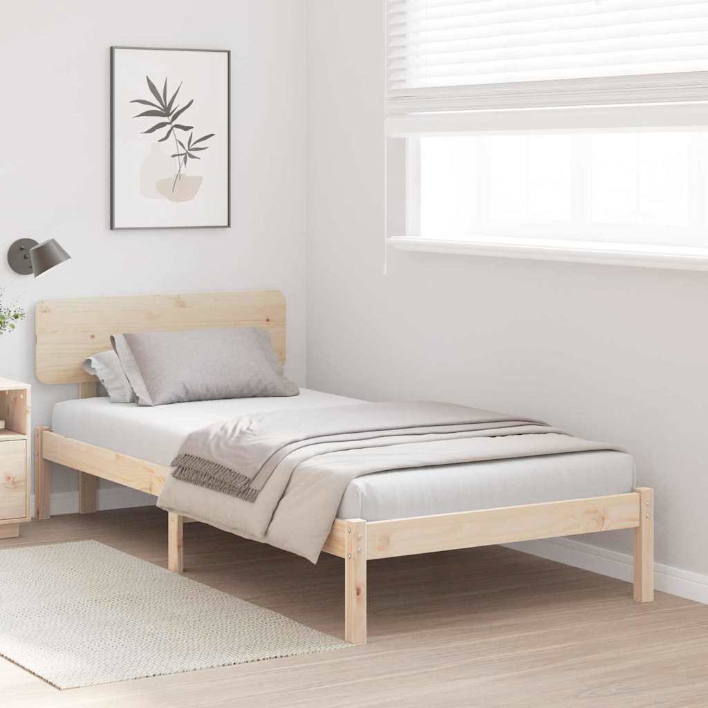 Sengestamme med hodegjerde Naturlig 80 x 200 cm Massiv furu