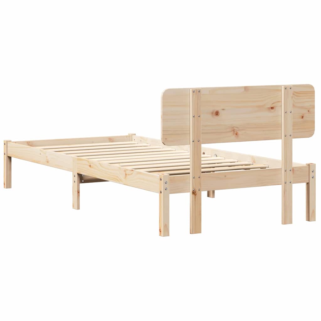 Sengestamme med hodegjerde Naturlig 80 x 200 cm Massiv furu
