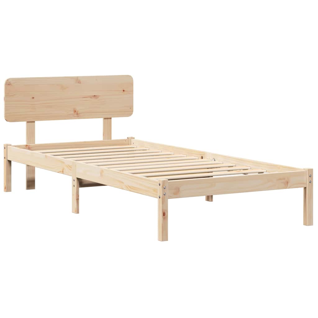 Sengestamme med hodegjerde Naturlig 90 x 190 cm Massiv furu