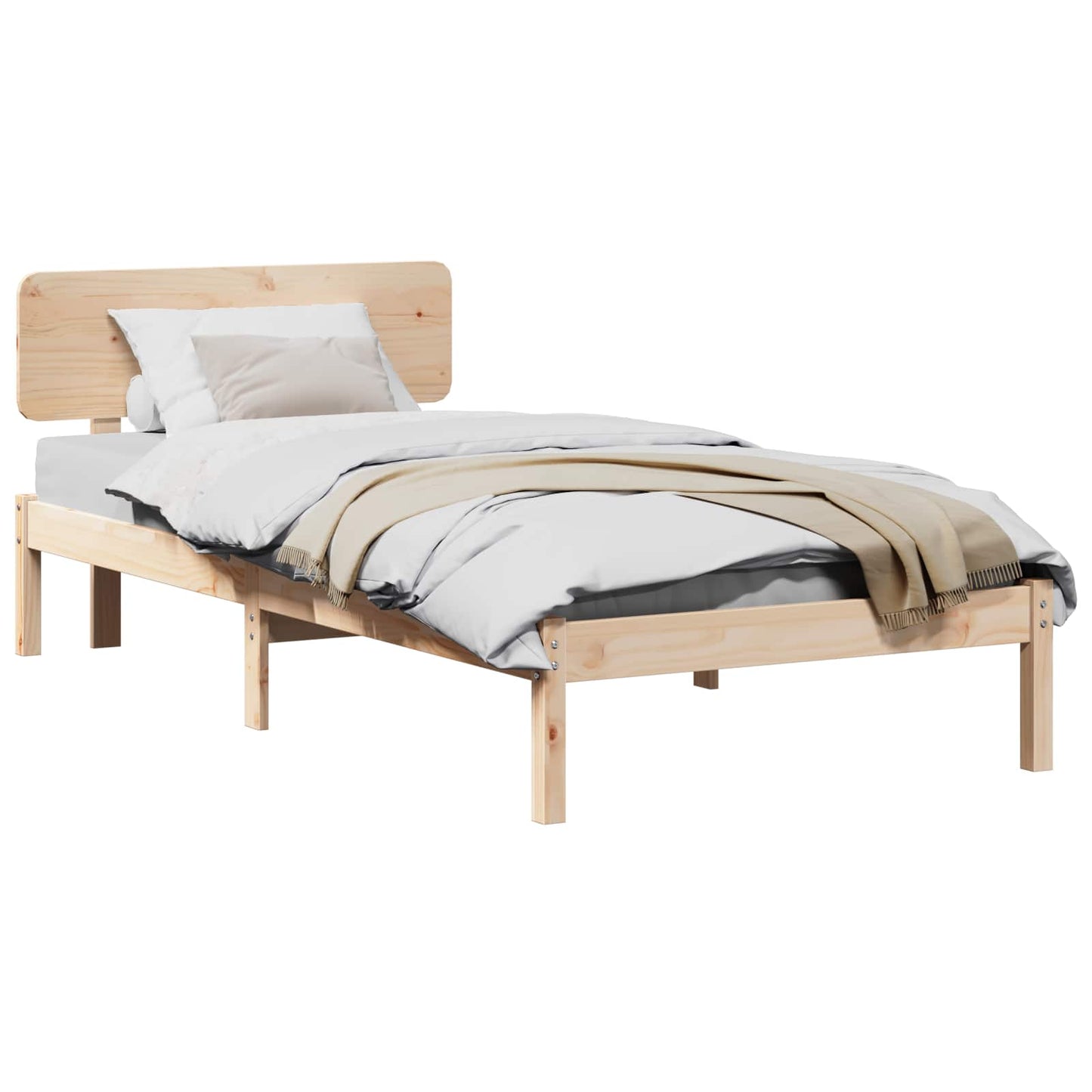 Sengestamme med hodegjerde Naturlig 75 x 190 cm Massiv furu