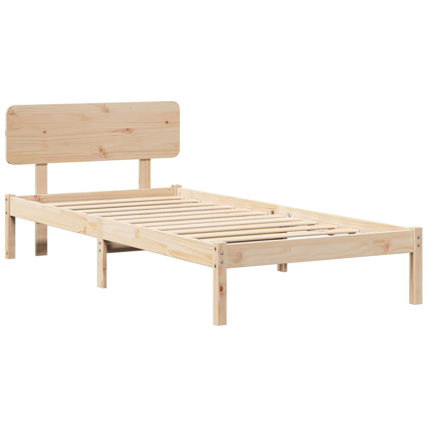 Sengestamme med hodegjerde Naturlig 75 x 190 cm Massiv furu