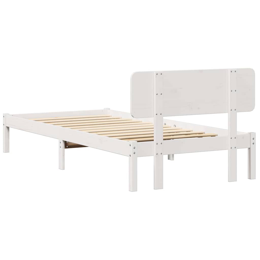Sengestamme med hodegjerde Hvit 75 x 190 cm Massiv furu