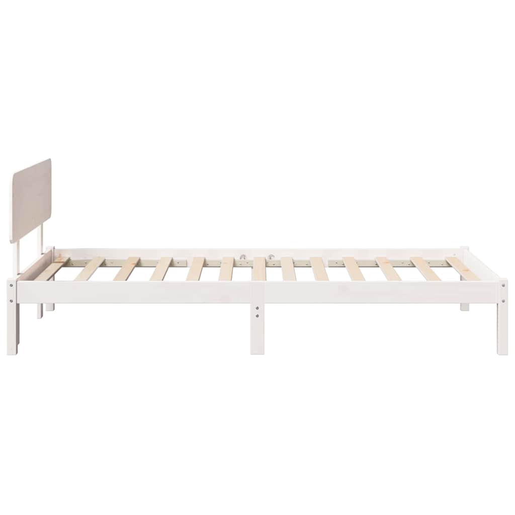 Sengestamme med hodegjerde Hvit 75 x 190 cm Massiv furu