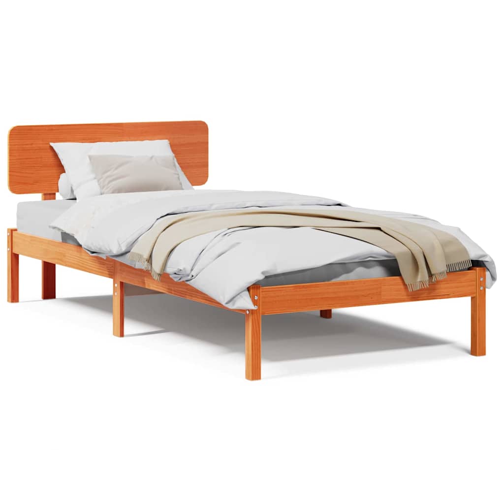 Sengestamme med hodegjerde Vokset Brun 75 x 190 cm Heltre furu