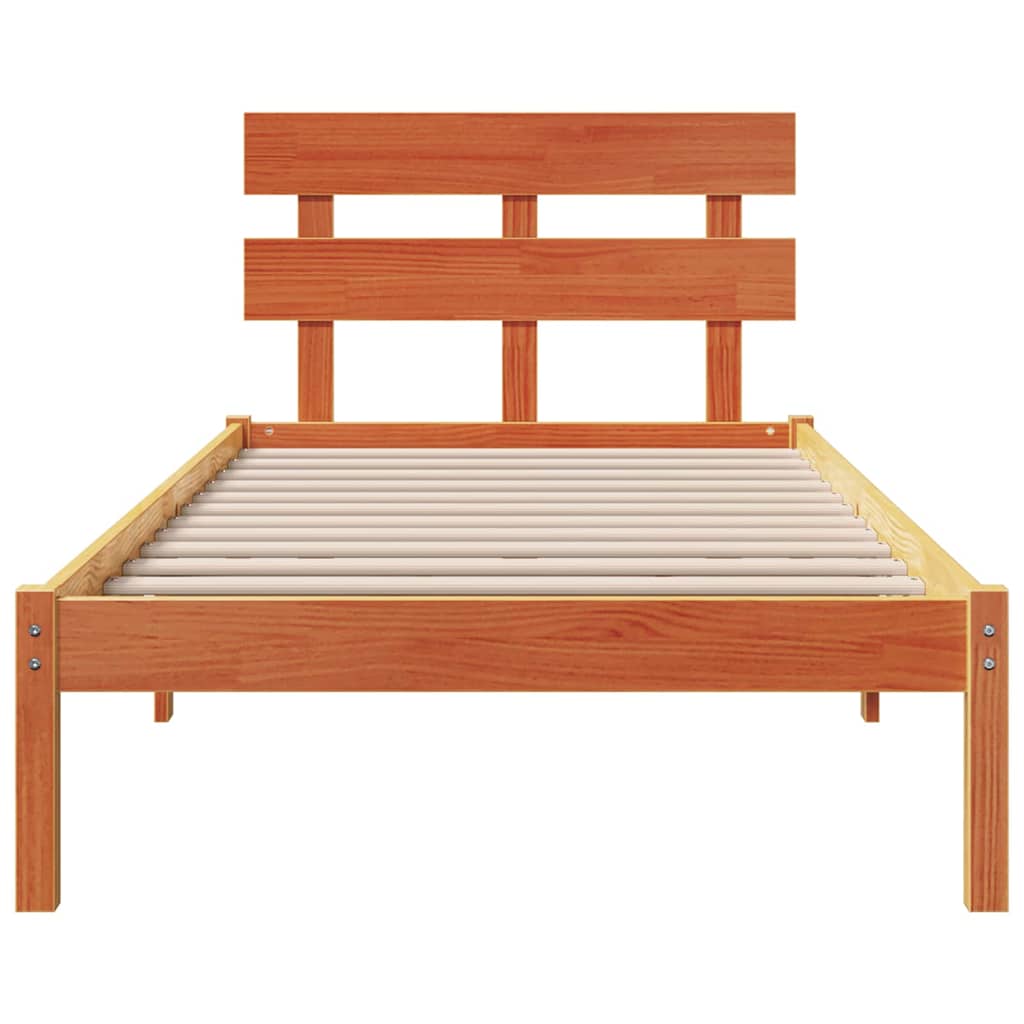 Sengestamme med hodegjerde Brun 80 x 200 cm Massivt furutre