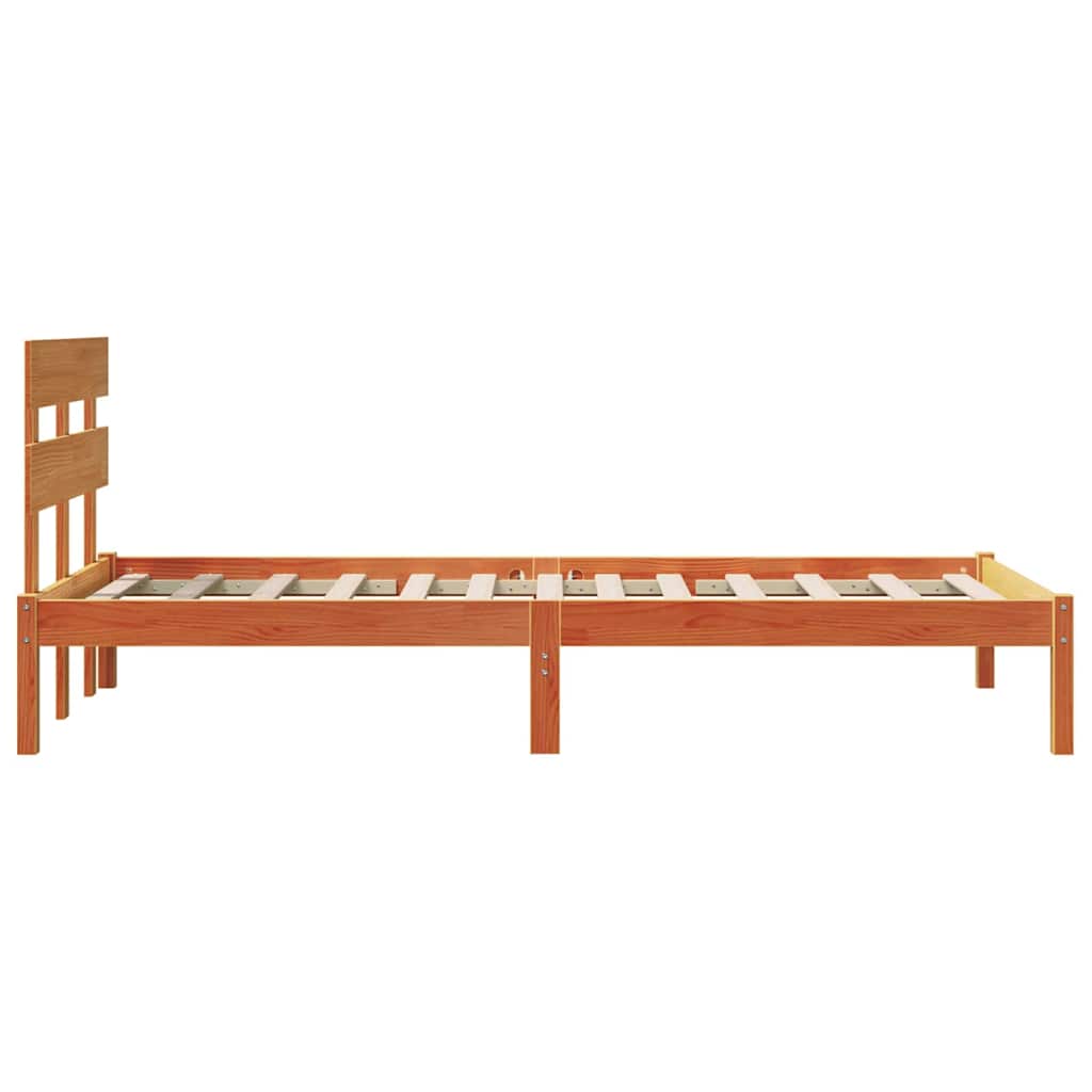 Sengestamme med hodegjerde Brun 80 x 200 cm Massivt furutre