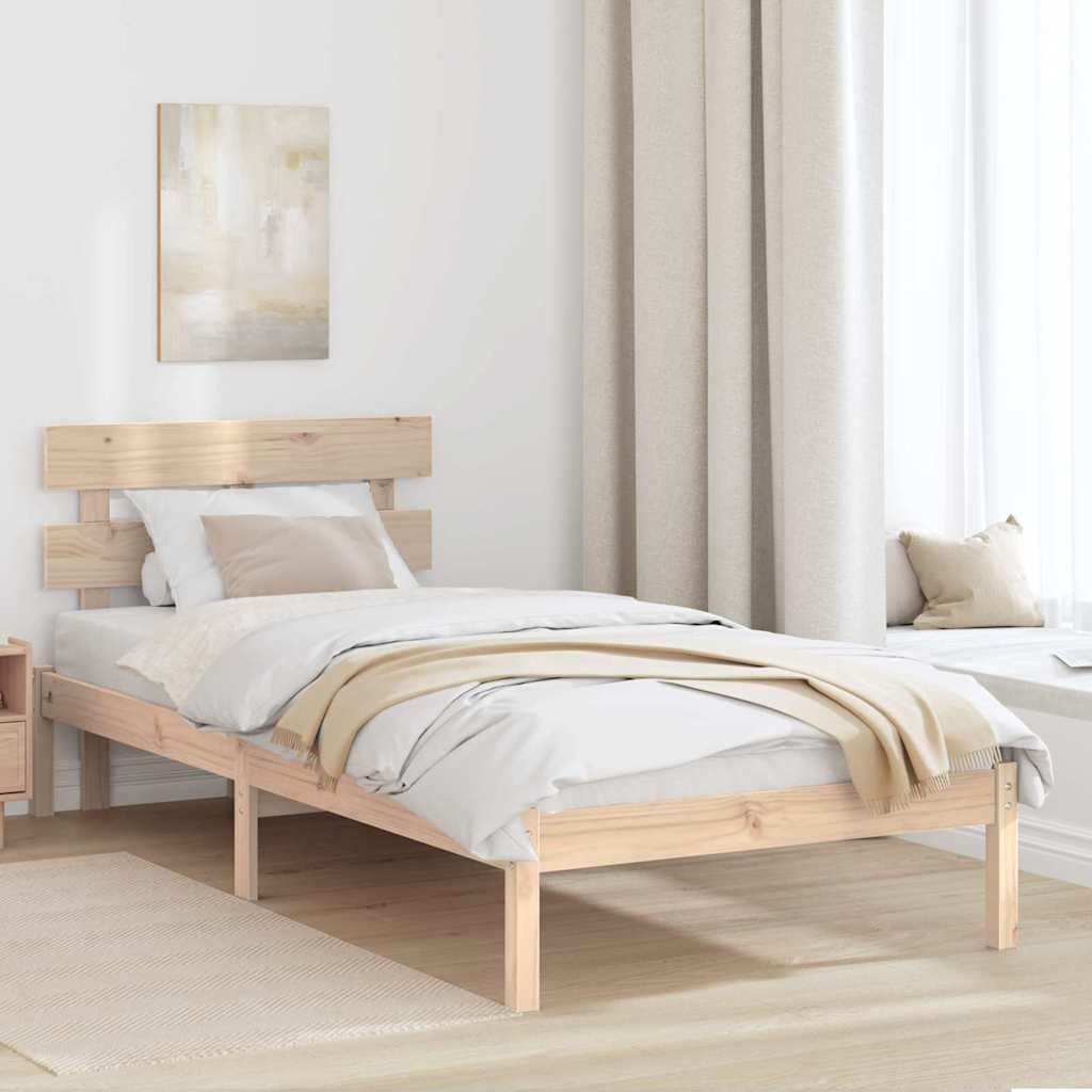 Sengestamme med hodegjerde Brun 90 x 200 cm Massivt furutre