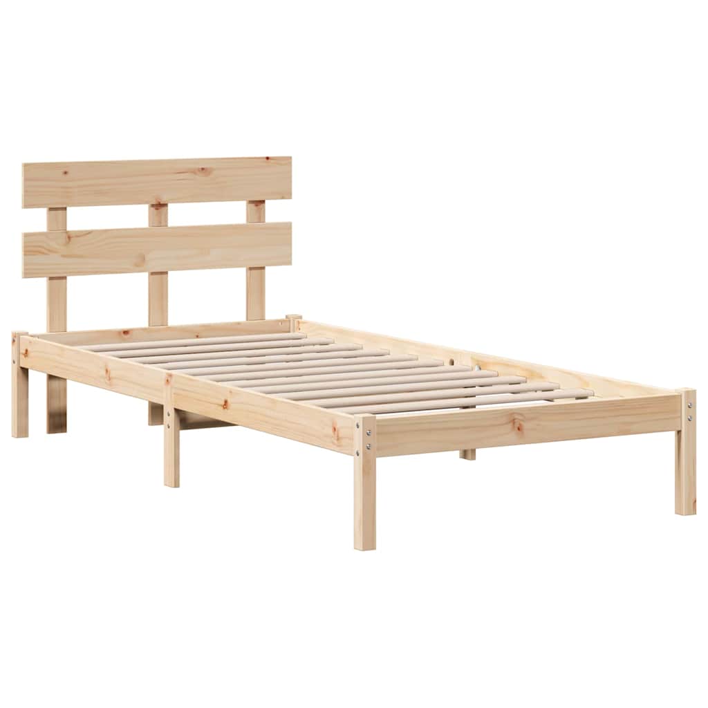 Sengestamme med hodegjerde Brun 90 x 200 cm Massivt furutre