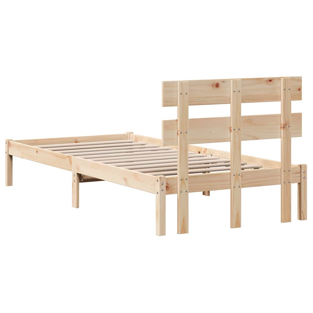 Sengestamme med hodegjerde Brun 90 x 200 cm Massivt furutre