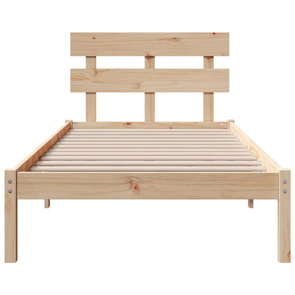 Sengestamme med hodegjerde Brun 90 x 200 cm Massivt furutre