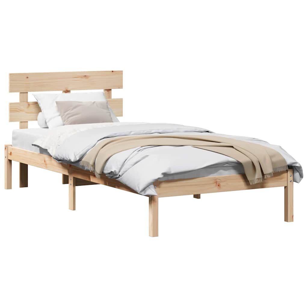 Sengestamme med hodegjerde Brun 90 x 200 cm Massivt furutre