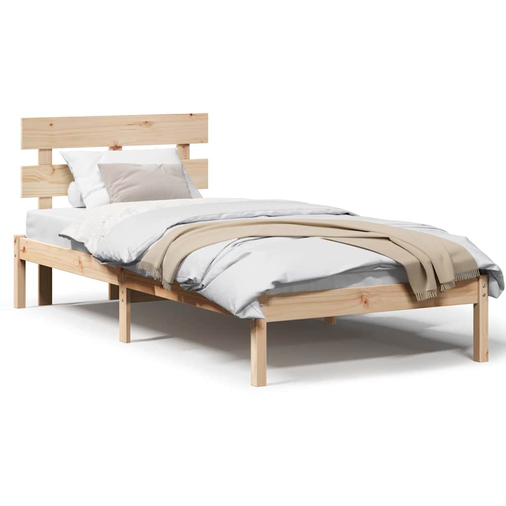 Sengestamme med hodegjerde Brun 90 x 200 cm Massivt furutre