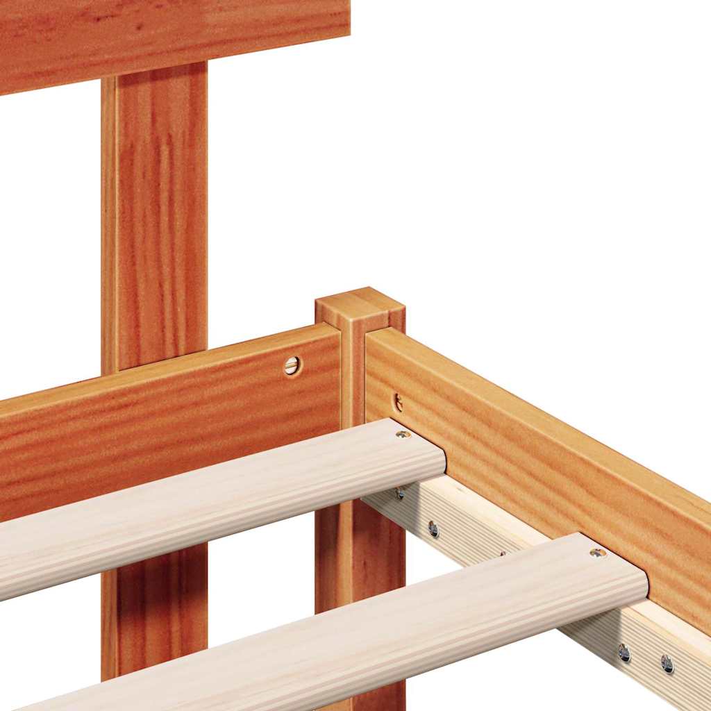 Sengestamme med hodegjerde Brun 100 x 200 cm Massivt furutre