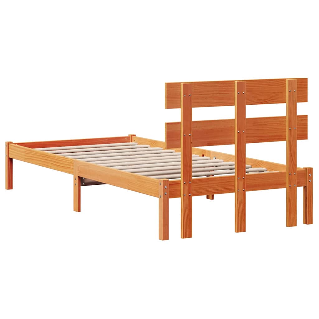 Sengestamme med hodegjerde Brun 100 x 200 cm Massivt furutre