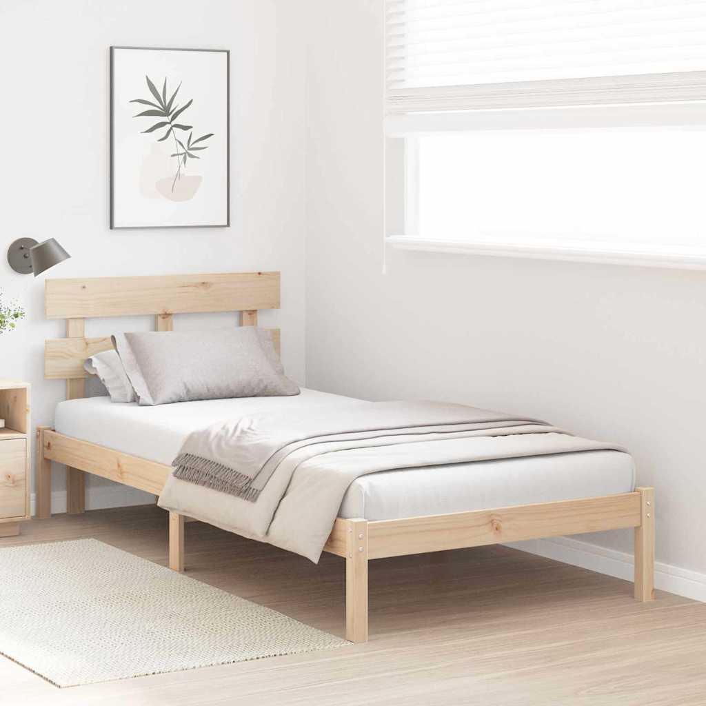 Sengestamme med hodegjerde Brun 90 x 190 cm Massivt furutre