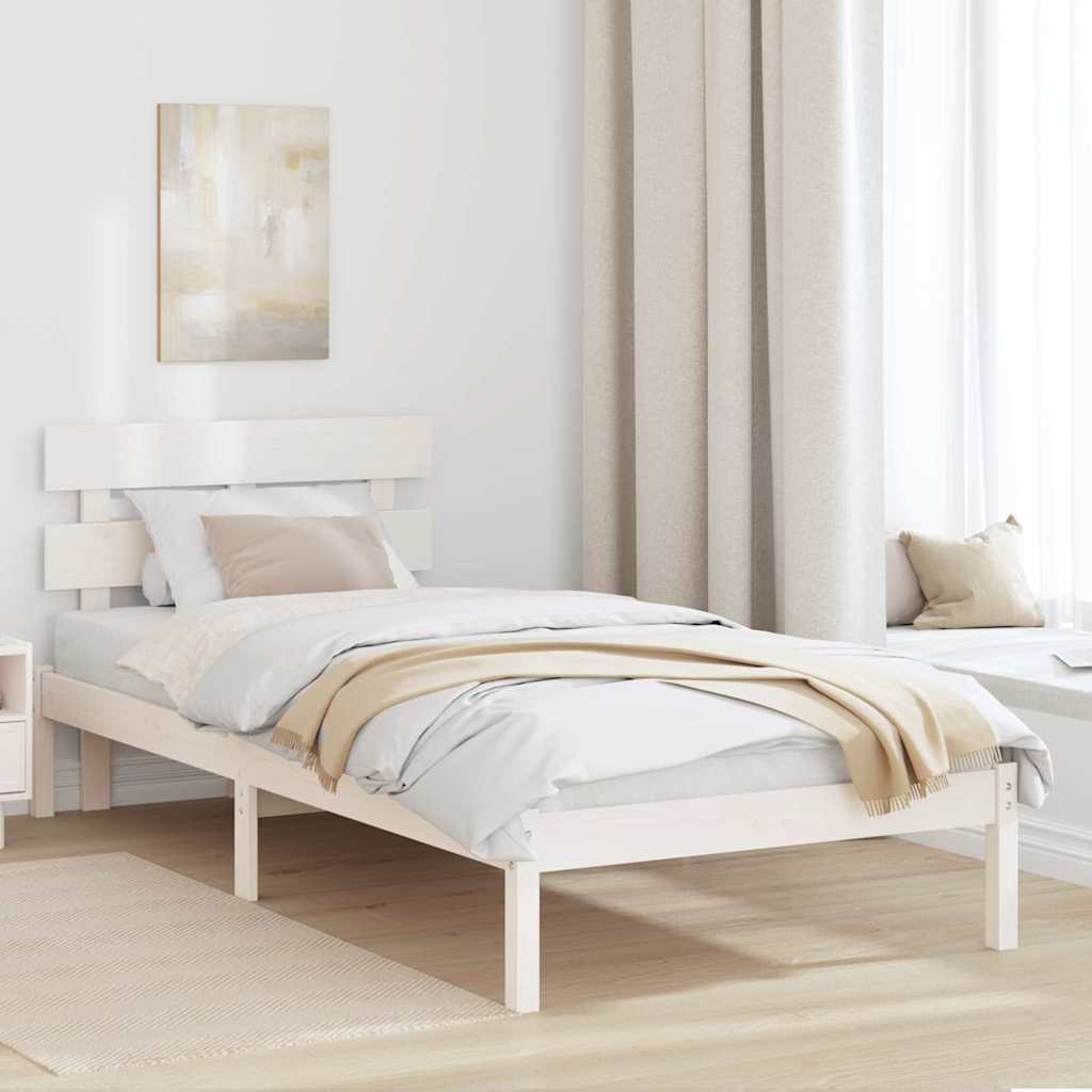 Sengestamme med hodegjerde Hvit 90 x 190 cm Massivt furutre