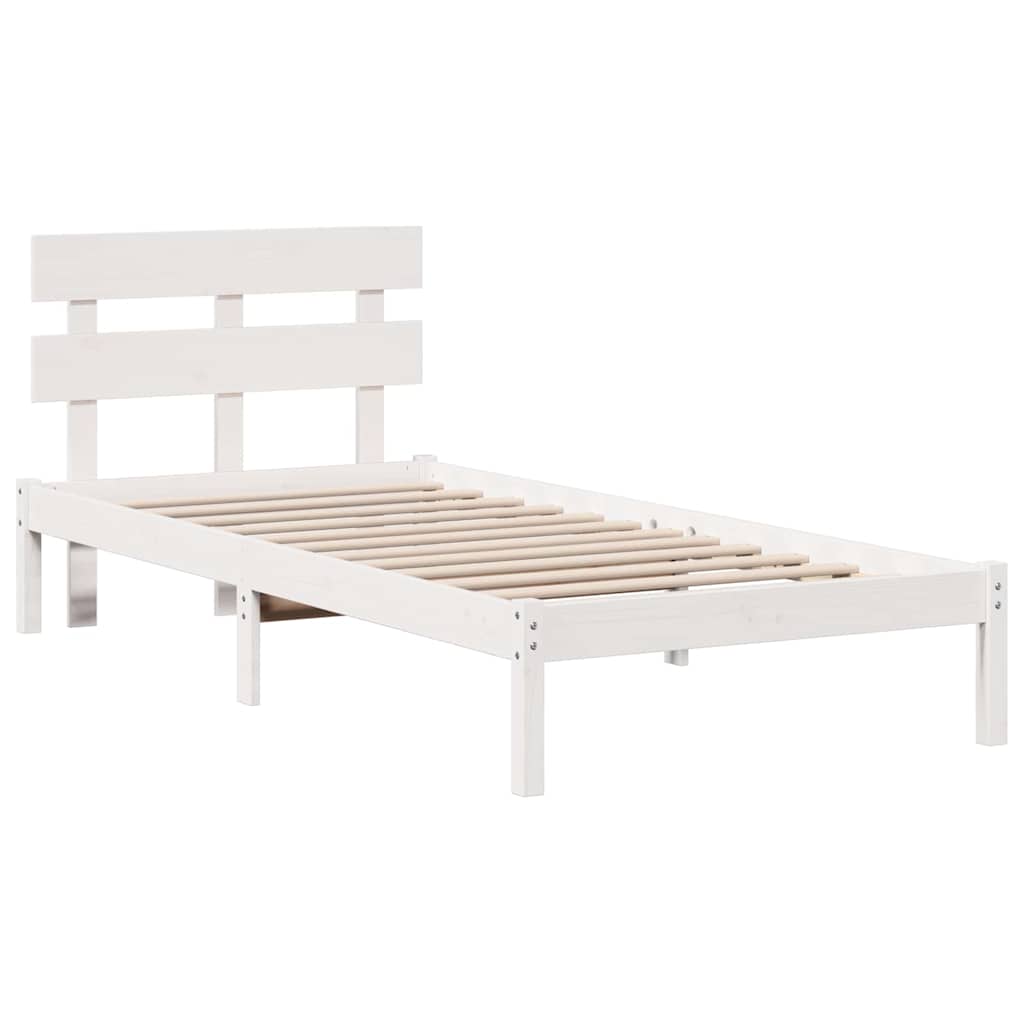 Sengestamme med hodegjerde Hvit 90 x 190 cm Massivt furutre