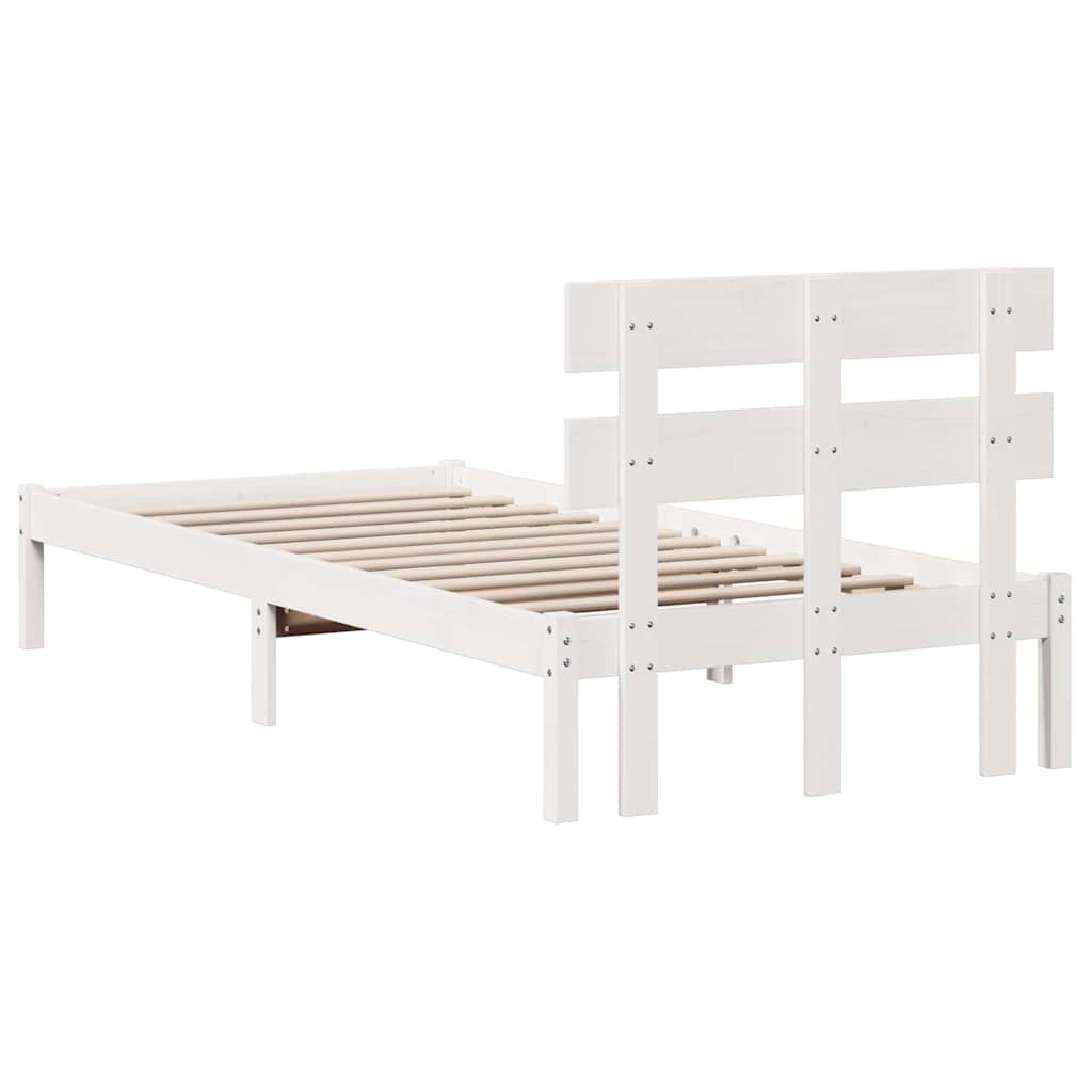 Sengestamme med hodegjerde Hvit 90 x 190 cm Massivt furutre