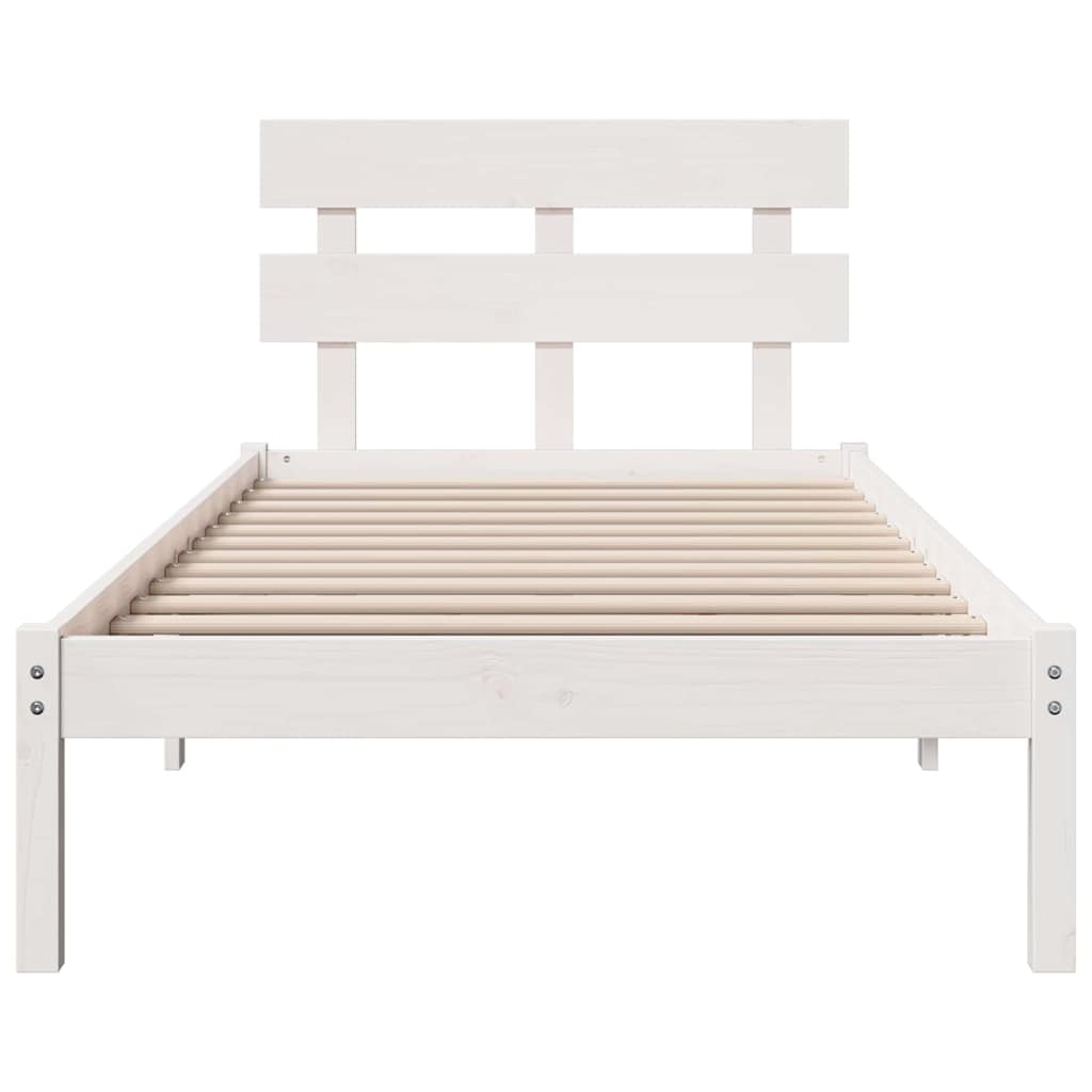 Sengestamme med hodegjerde Hvit 90 x 190 cm Massivt furutre