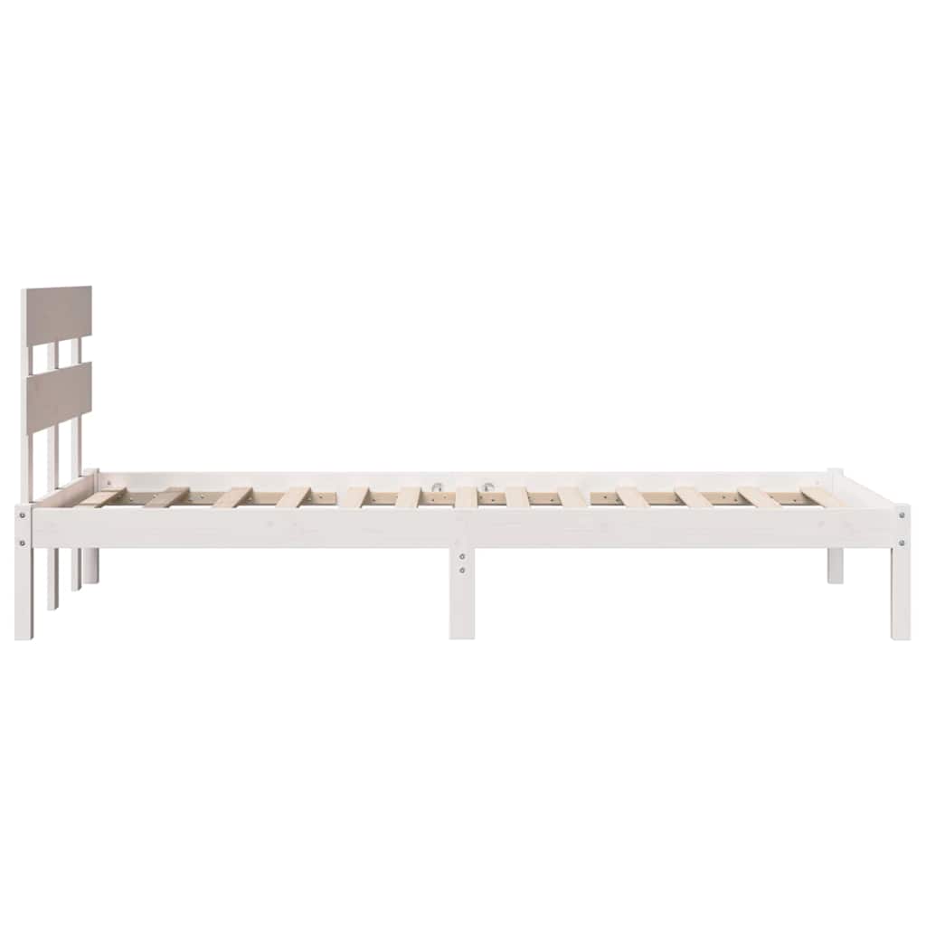 Sengestamme med hodegjerde Hvit 90 x 190 cm Massivt furutre