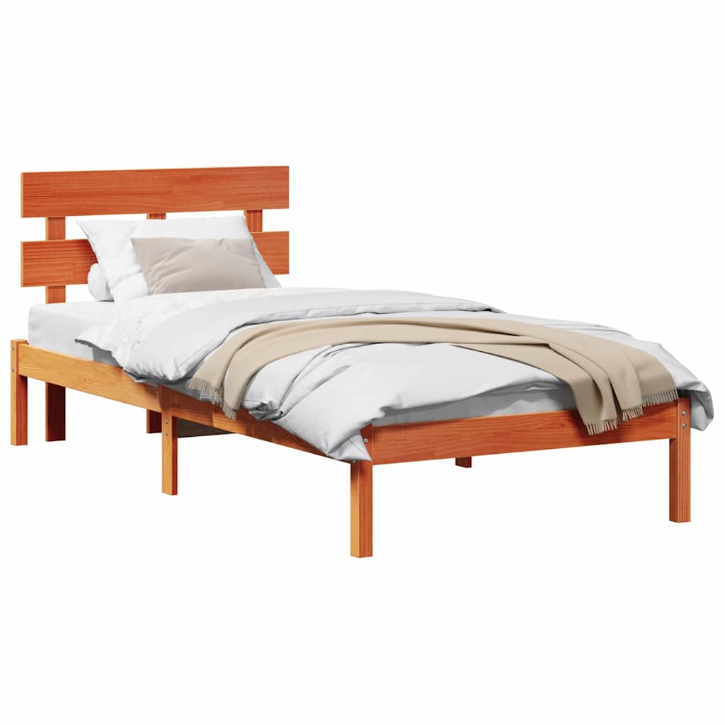 Sengestamme med hodegjerde Brun 90 x 190 cm Massivt furutre