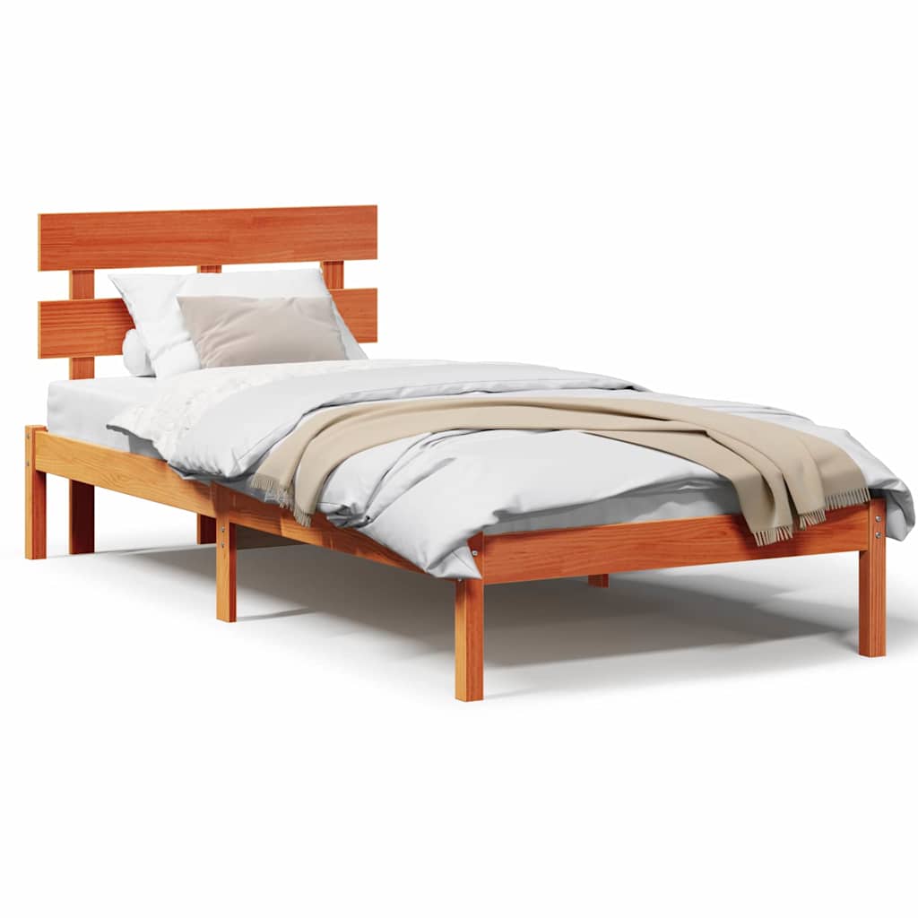 Sengestamme med hodegjerde Brun 90 x 190 cm Massivt furutre