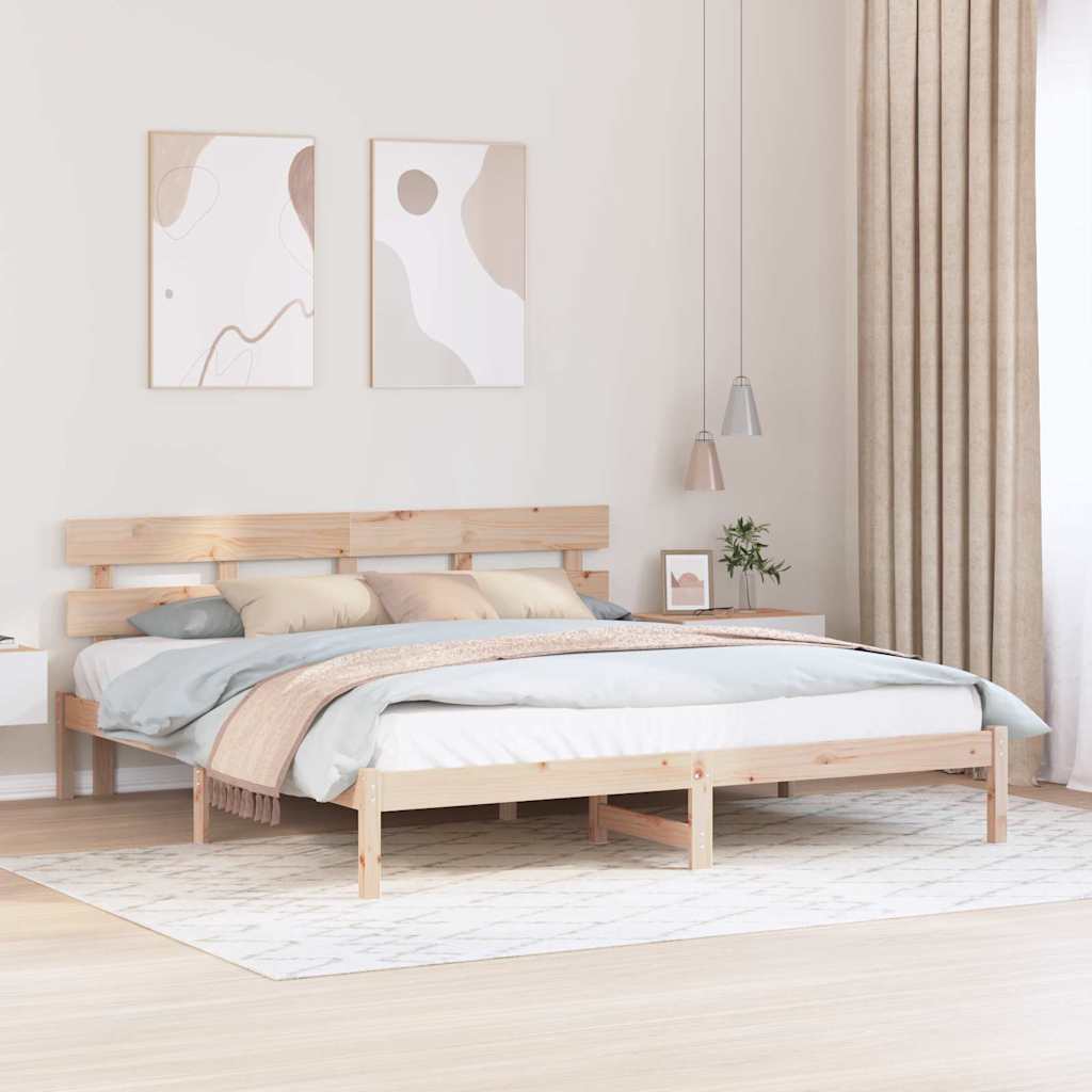 Sengestamme med hodegjerde Brun 200 x 200 cm Massivt furutre