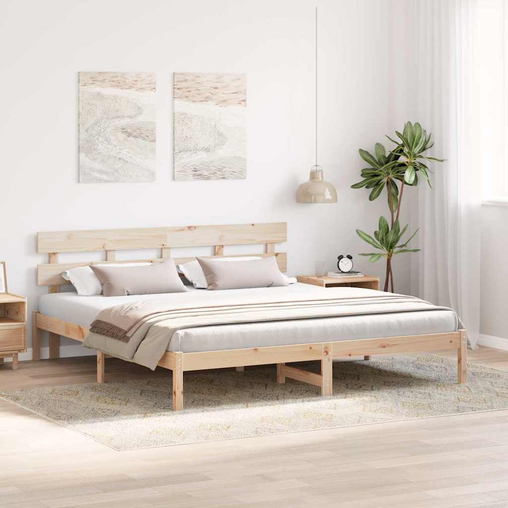 Sengestamme med hodegjerde Brun 200 x 200 cm Massivt furutre