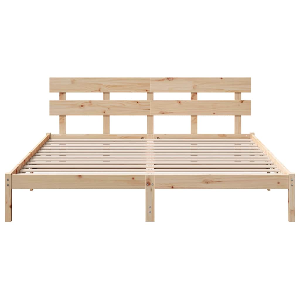 Sengestamme med hodegjerde Brun 200 x 200 cm Massivt furutre