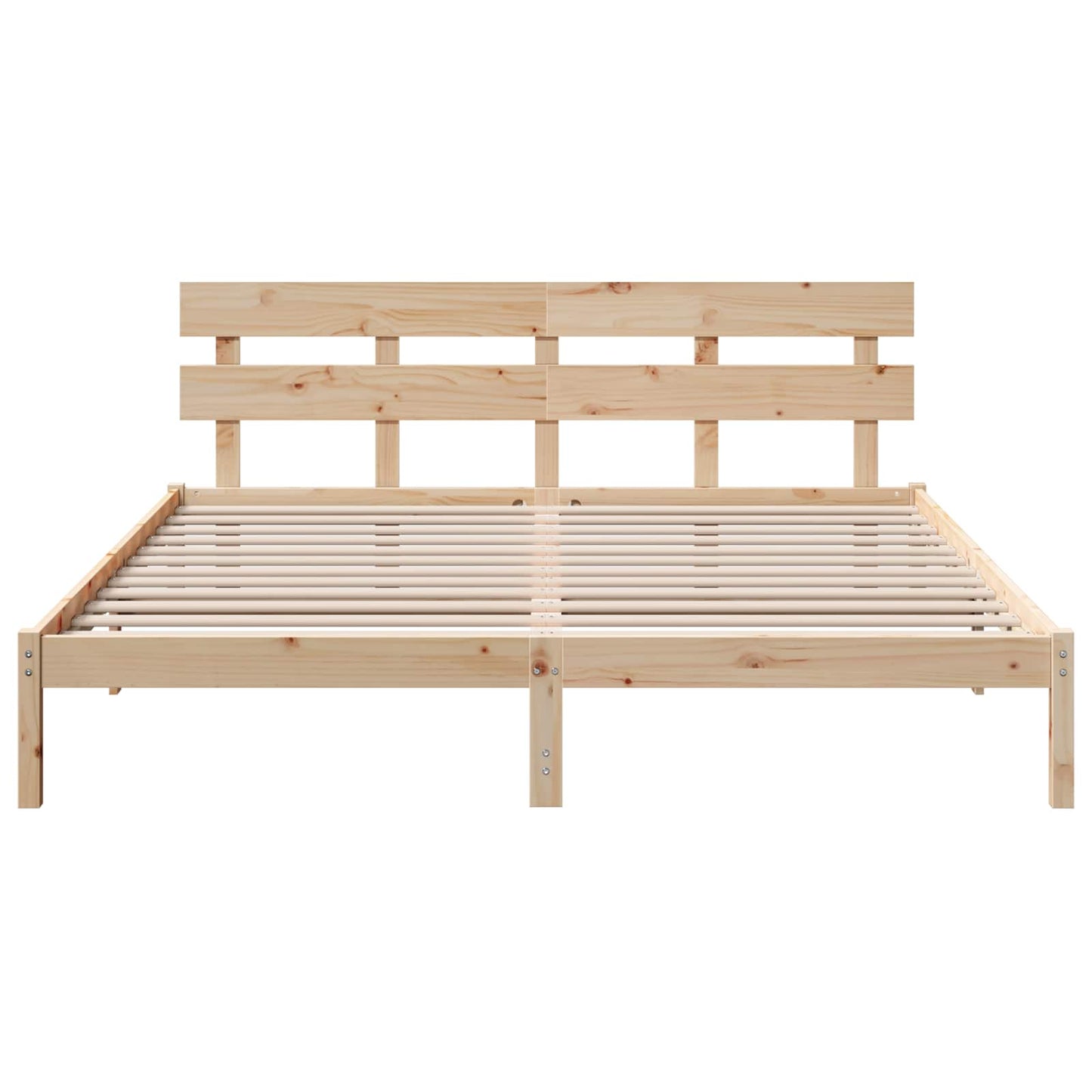 Sengestamme med hodegjerde Brun 200 x 200 cm Massivt furutre