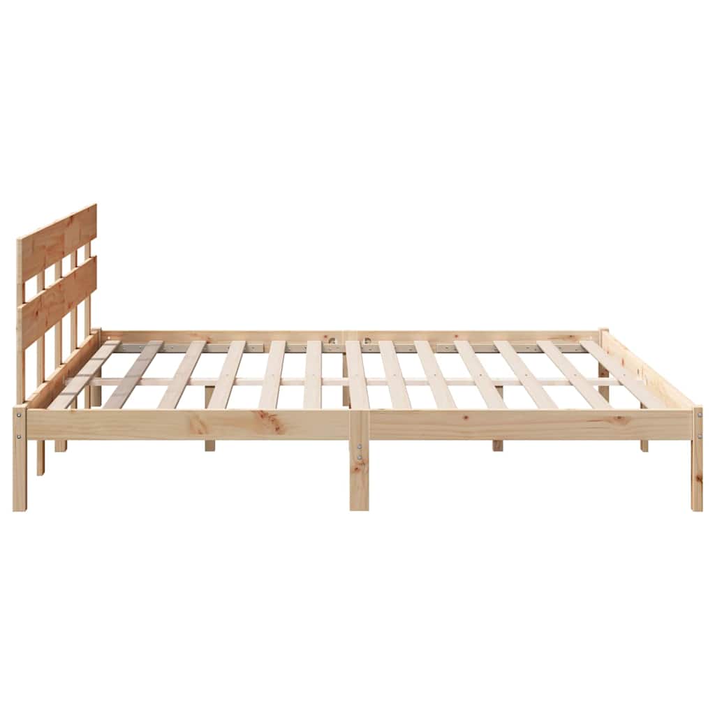 Sengestamme med hodegjerde Brun 200 x 200 cm Massivt furutre