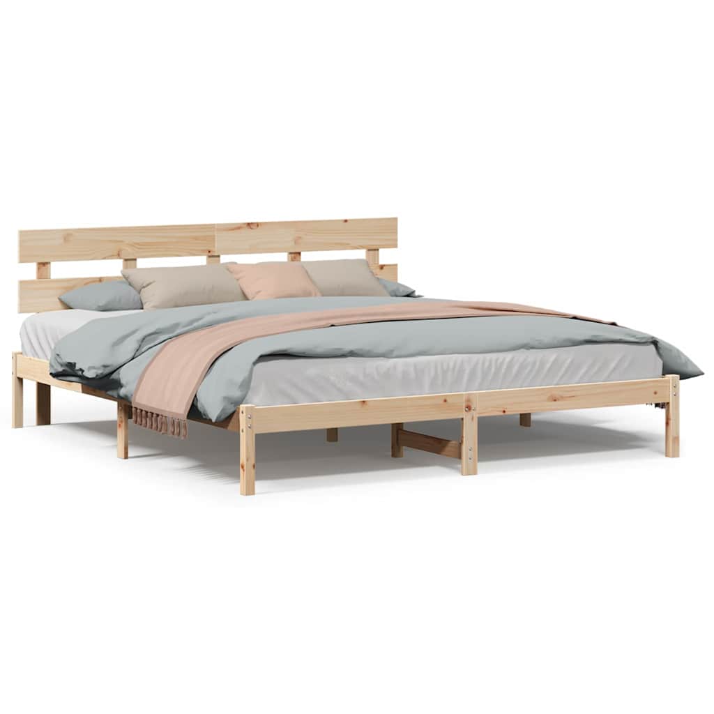 Sengestamme med hodegjerde Brun 200 x 200 cm Massivt furutre