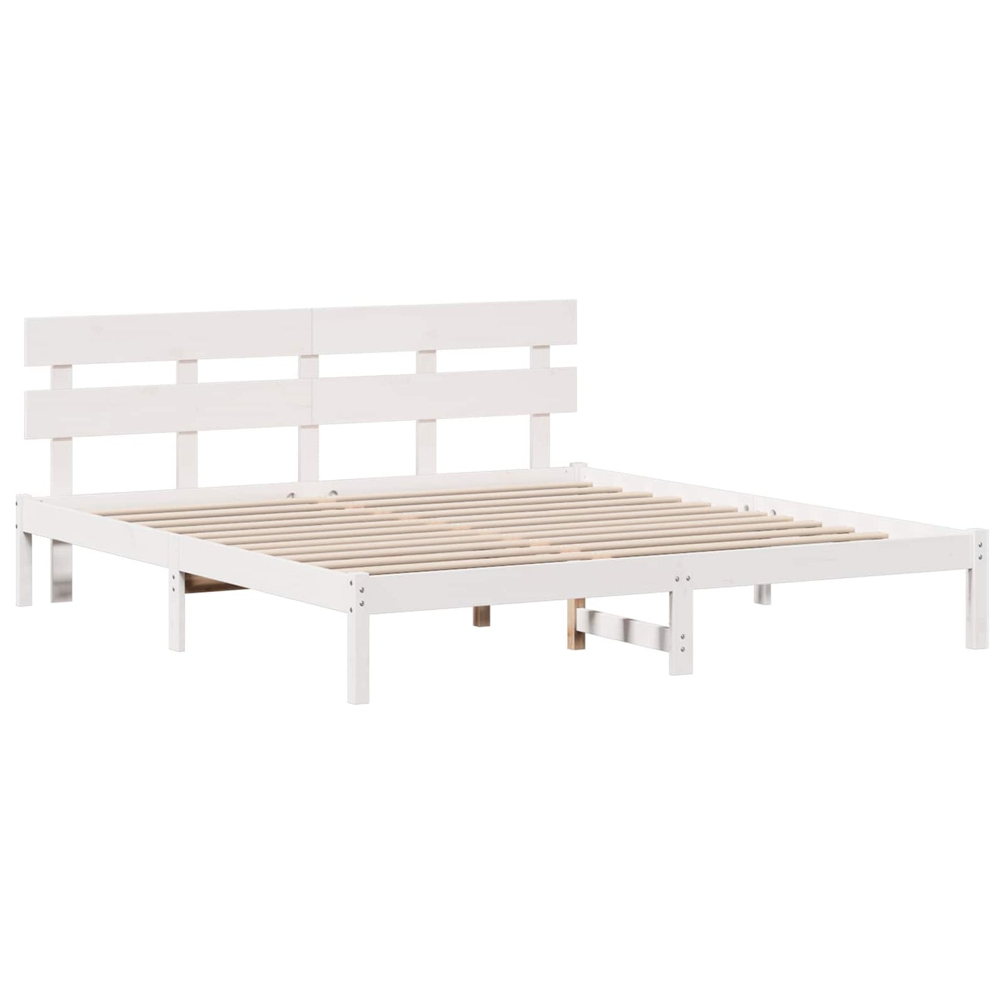 Sengestamme med hodegjerde Hvit 200 x 200 cm Massivt furutre