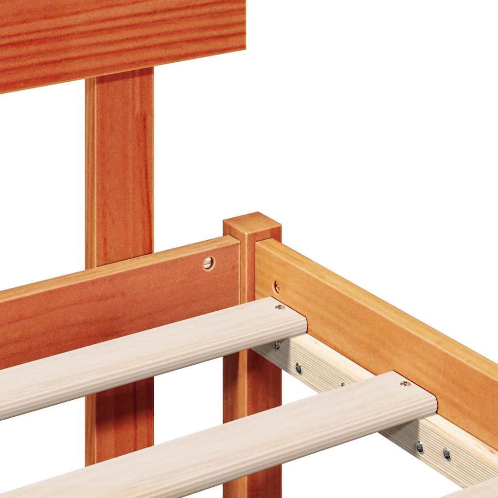 Sengestamme med hodegjerde Brun 200 x 200 cm Massivt furutre