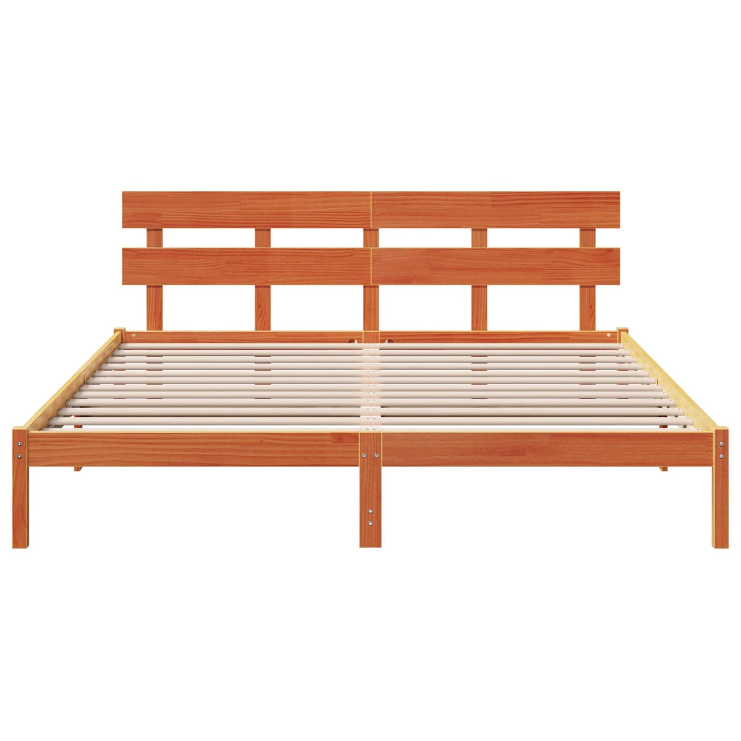 Sengestamme med hodegjerde Brun 200 x 200 cm Massivt furutre