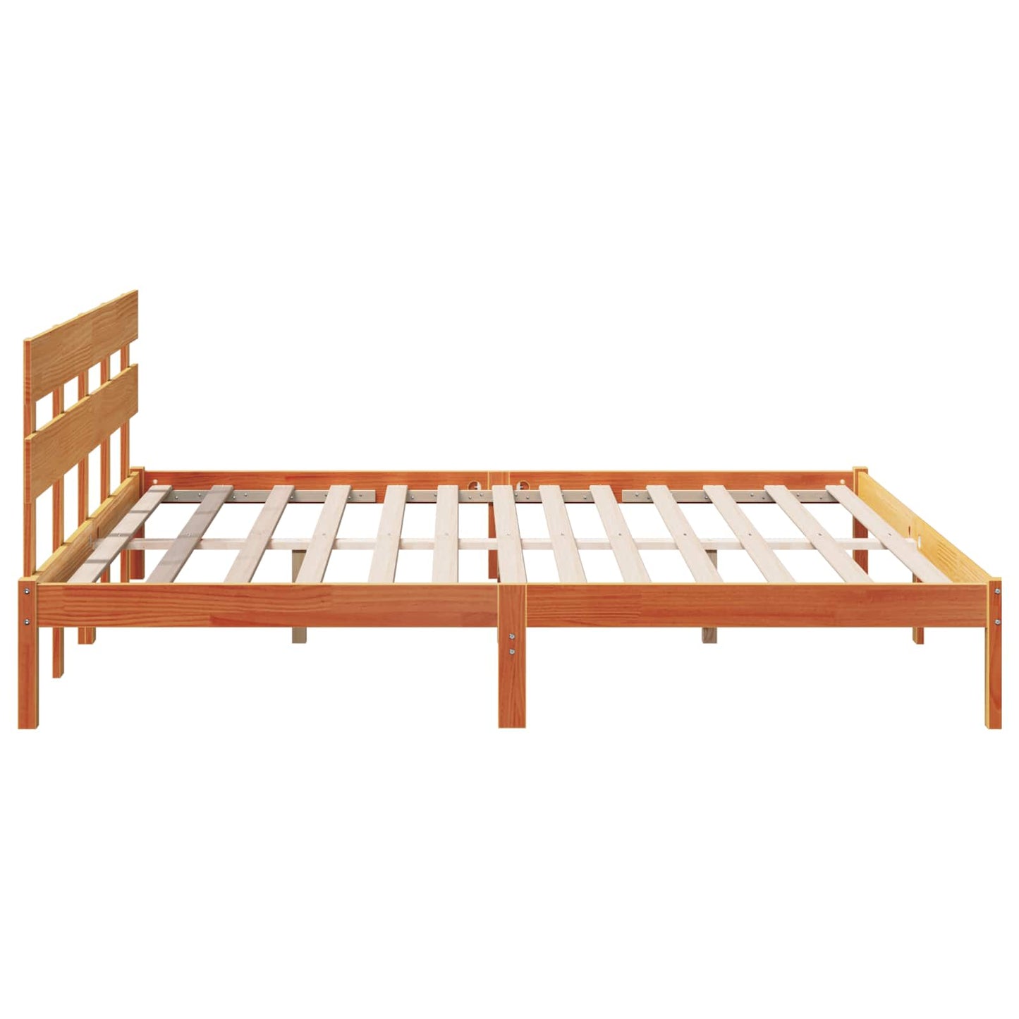 Sengestamme med hodegjerde Brun 200 x 200 cm Massivt furutre