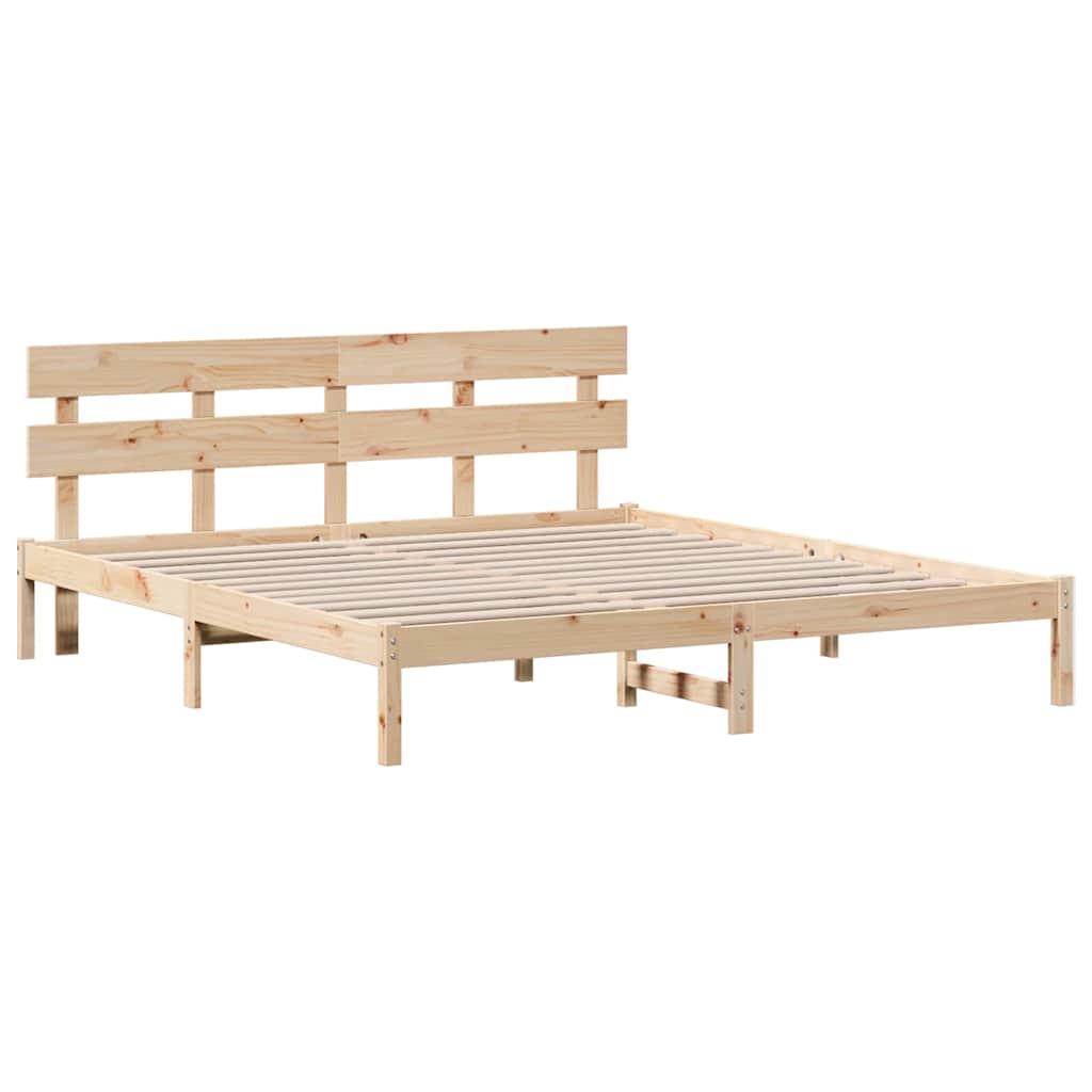 Sengestamme med hodegjerde Brun 180 x 200 cm Massivt furutre