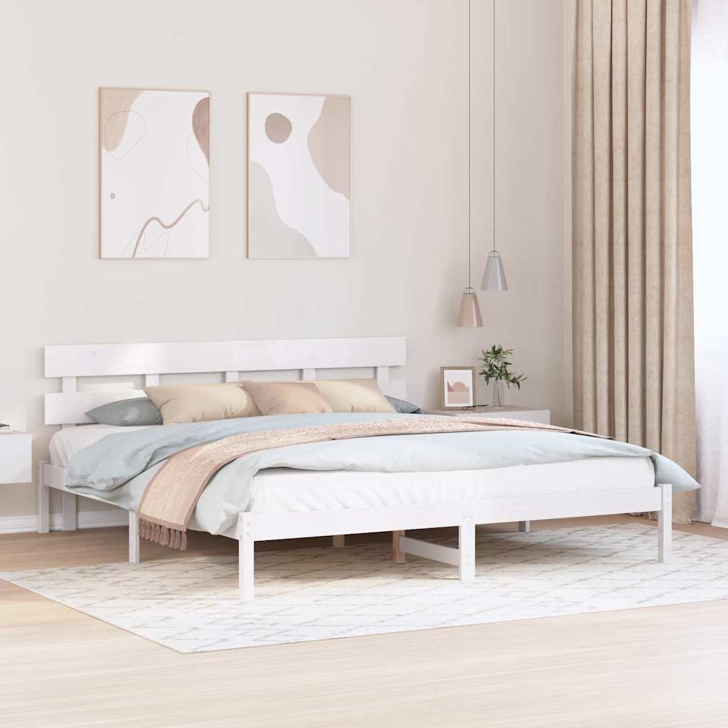 Sengestamme med hodegjerde Hvit 180 x 200 cm Massivt furutre