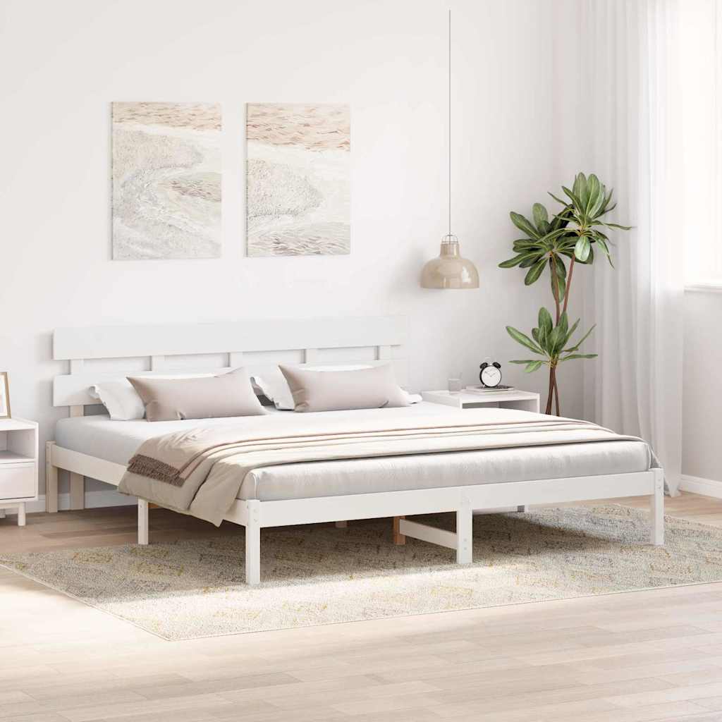 Sengestamme med hodegjerde Hvit 180 x 200 cm Massivt furutre