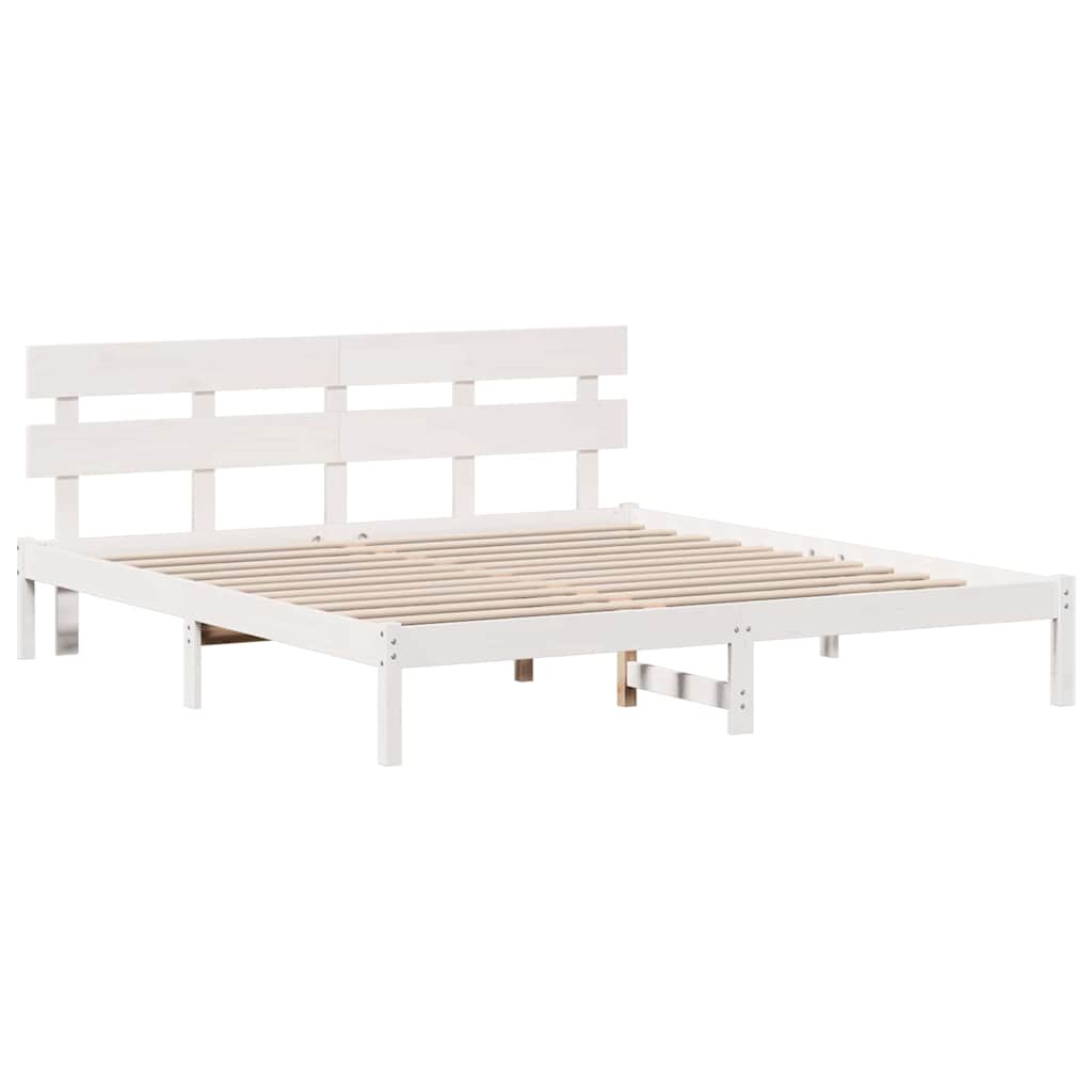 Sengestamme med hodegjerde Hvit 180 x 200 cm Massivt furutre