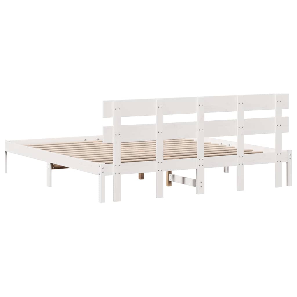 Sengestamme med hodegjerde Hvit 180 x 200 cm Massivt furutre