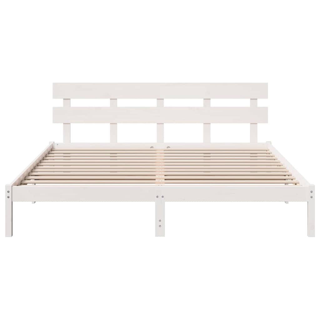 Sengestamme med hodegjerde Hvit 180 x 200 cm Massivt furutre