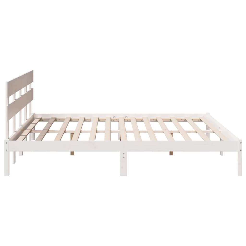 Sengestamme med hodegjerde Hvit 180 x 200 cm Massivt furutre
