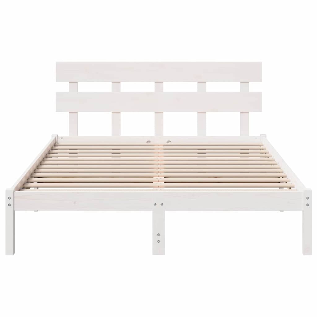Sengestamme med hodegjerde Hvit 160 x 200 cm Massivt furutre